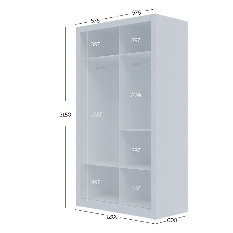 Ντουλάπα Linea Λευκή 120x60x215cm GR-LINEA-1