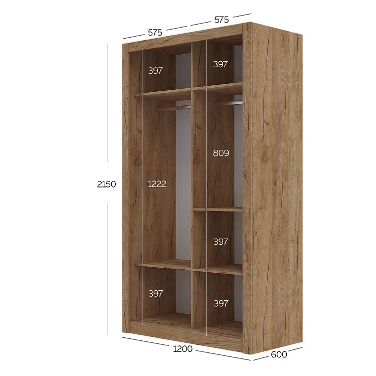 Ντουλάπα Linea Χρυσό Δρυς 120x60x215cm GR-LINEA-2