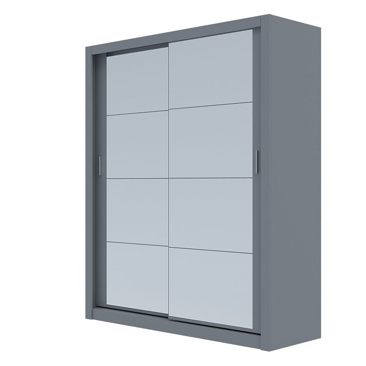 Ντουλάπα Reflex Γκρι με καθρέφτη 180x60x215cm GR-REFLMIR-3