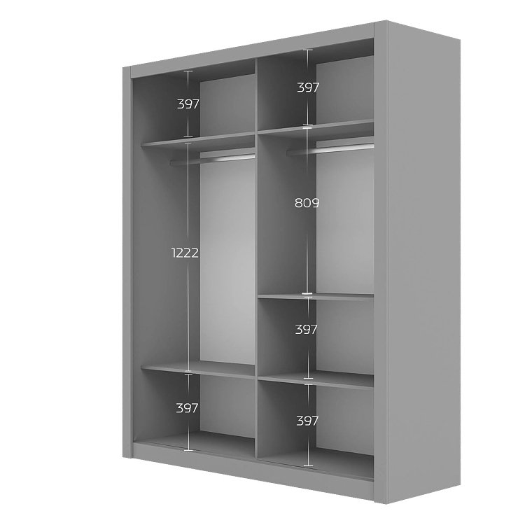 Ντουλάπα Reflex Γκρι με καθρέφτη 180x60x215cm GR-REFLMIR-3