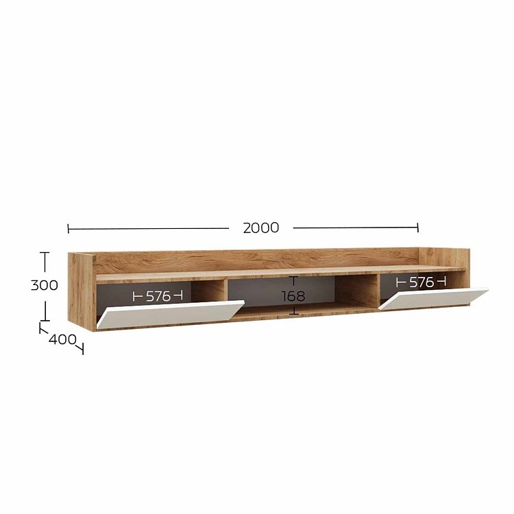 Έπιπλο TV Callisto Χρυσό Δρυς-Λευκό 200x40x30cm GR-CALTV-1