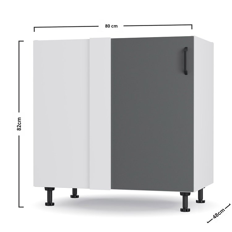 Modest Κάτω Γωνιακό Ντουλάπι Ανθρακί 100x48x82εκ BC80822M03