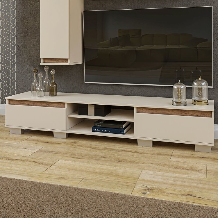 Έπιπλο TV Lilu Μπεζ-Σκούρο Δρυς 175x37x31cm GR-LILUTV