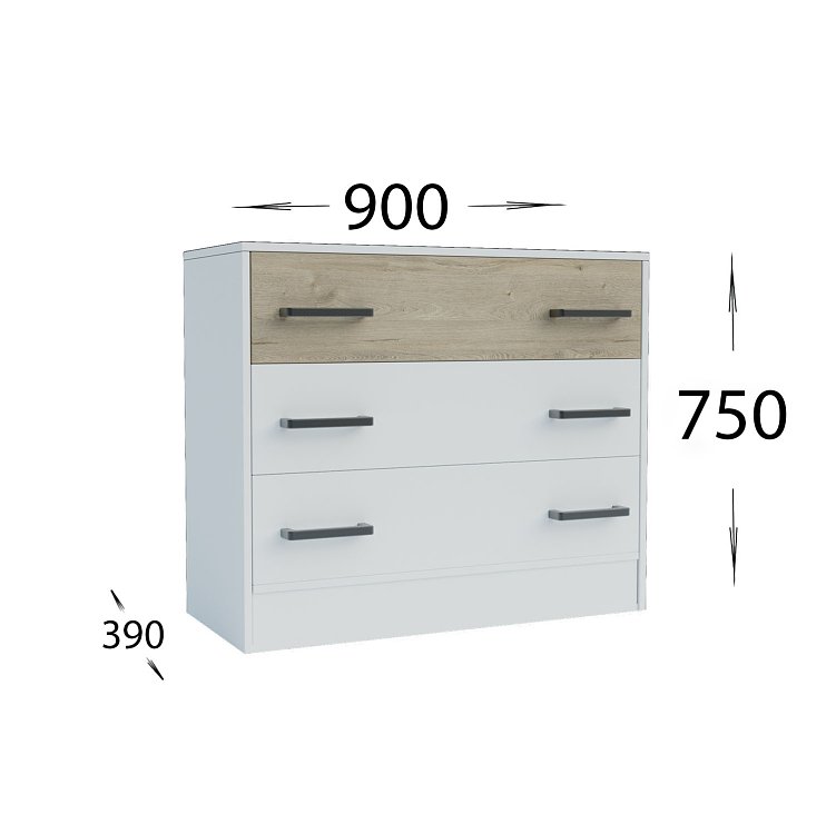 Συρταριέρα Viva Λευκό-Σονόμα 90x39x75cm GR-VIVA3S-1