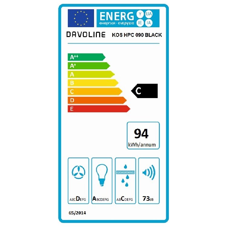 DAVOLINE KOS HPC BLACK 90cm Απορροφητήρας Καμινάδα  Μαύρο 801003481