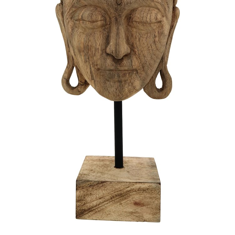 Επιτραπέζιο διακοσμητικό βούδας Mask Inart φυσικό μάνγκο ξύλο-μέταλλο 20x18.5x48.5εκ 312-000028