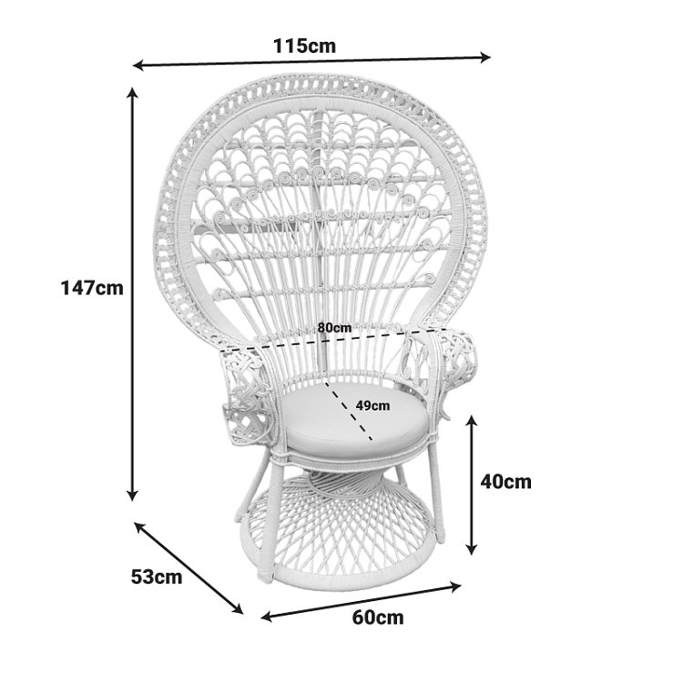 Πολυθρόνα Dorothy Inart με λευκό μαξιλάρι-λευκό rattan 115x53x147εκ 314-000001