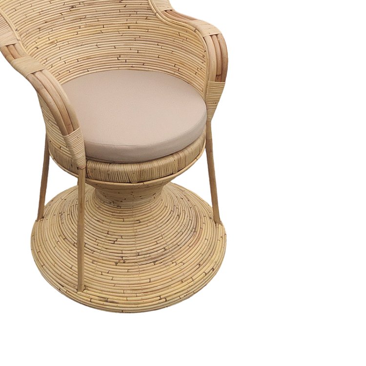 Πολυθρόνα Rea Inart με μπεζ μαξιλάρι-φυσικό rattan 92x75x140εκ 314-000003