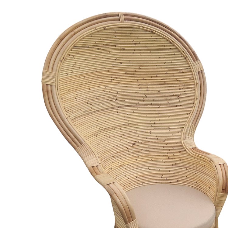 Πολυθρόνα Rea Inart με μπεζ μαξιλάρι-φυσικό rattan 92x75x140εκ 314-000003