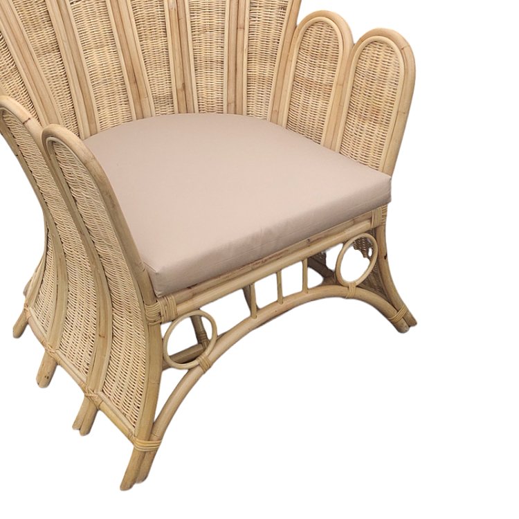 Πολυθρόνα Fragia Inart με μπεζ μαξιλάρι-φυσικό rattan 85x96x120εκ 314-000004