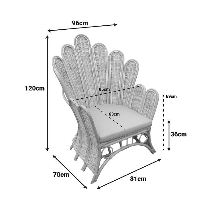 Πολυθρόνα Fragia Inart με μπεζ μαξιλάρι-φυσικό rattan 85x96x120εκ 314-000004
