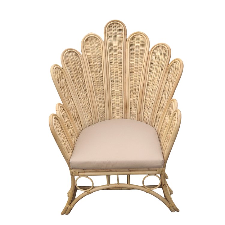Πολυθρόνα Fragia Inart με μπεζ μαξιλάρι-φυσικό rattan 85x96x120εκ 314-000004