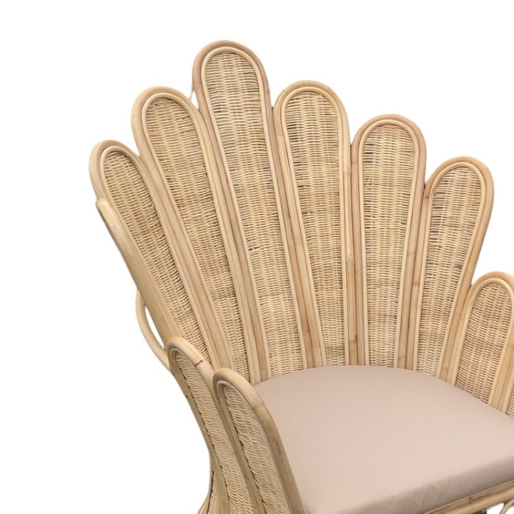 Πολυθρόνα Fragia Inart με μπεζ μαξιλάρι-φυσικό rattan 85x96x120εκ 314-000004