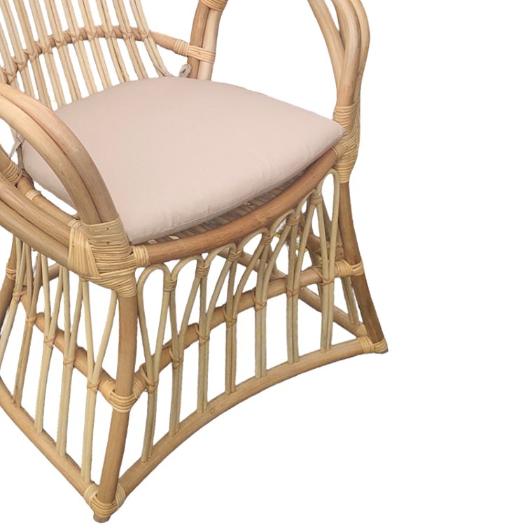 Πολυθρόνα Boloni Inart με μπεζ μαξιλάρι-φυσικό rattan 96x70x120εκ 314-000006