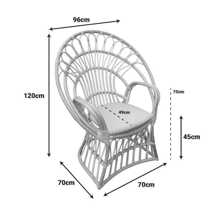 Πολυθρόνα Boloni Inart με μπεζ μαξιλάρι-φυσικό rattan 96x70x120εκ 314-000006