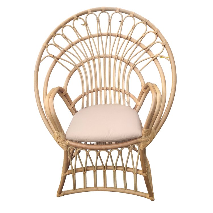 Πολυθρόνα Boloni Inart με μπεζ μαξιλάρι-φυσικό rattan 96x70x120εκ 314-000006
