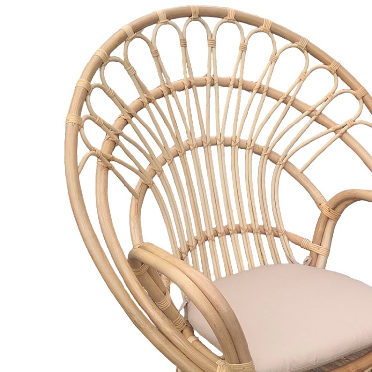 Πολυθρόνα Boloni Inart με μπεζ μαξιλάρι-φυσικό rattan 96x70x120εκ 314-000006