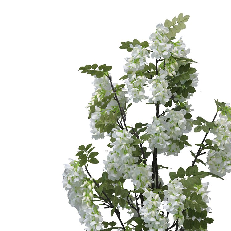 Διακοσμητικό φυτό Bean flowers σε γλάστρα Inart λευκό pp Υ125εκ 316-000025