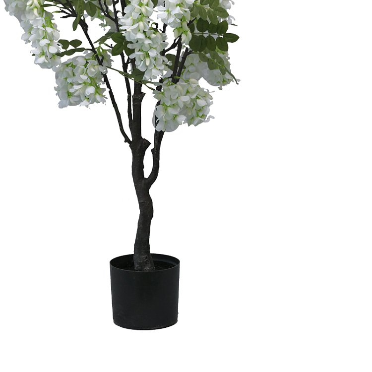 Διακοσμητικό φυτό Bean flowers σε γλάστρα Inart λευκό pp Υ125εκ 316-000025