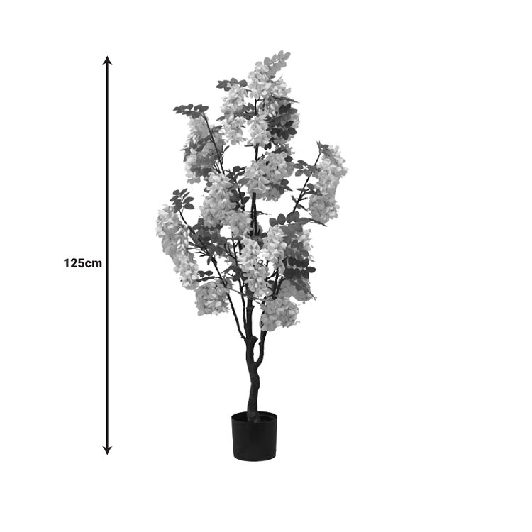 Διακοσμητικό φυτό Bean flowers σε γλάστρα Inart λευκό pp Υ125εκ 316-000025