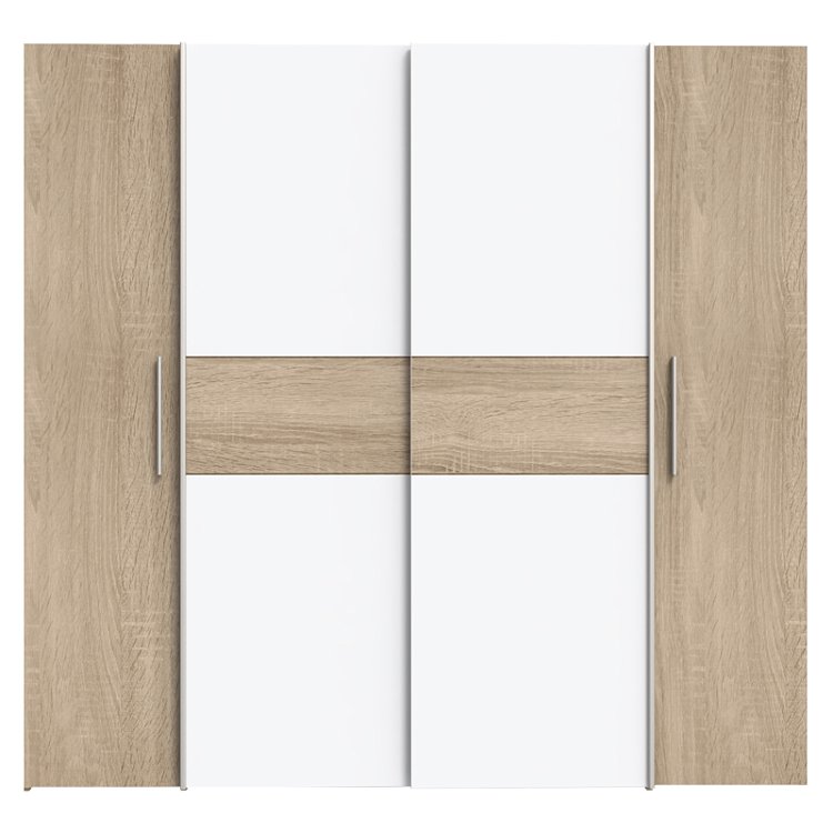 Ντουλάπα ρούχων Closet pakoworld τετράφυλλη sonoma oak-λευκό μελαμίνης 200x61.5x190.5εκ 318-000002