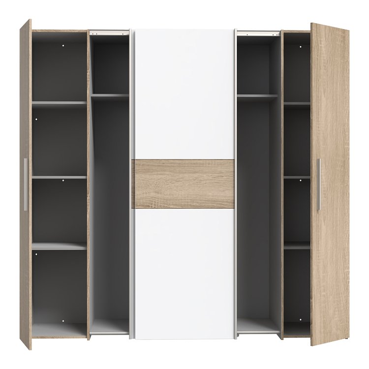 Ντουλάπα ρούχων Closet pakoworld τετράφυλλη sonoma oak-λευκό μελαμίνης 200x61.5x190.5εκ 318-000002