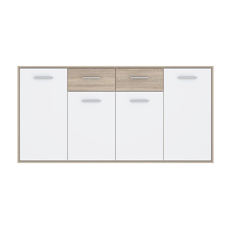 Μπουφές Drepen pakoworld μελαμίνη σε λευκό και sonoma χρώμα 162.3x34.2x81.7εκ 318-000022