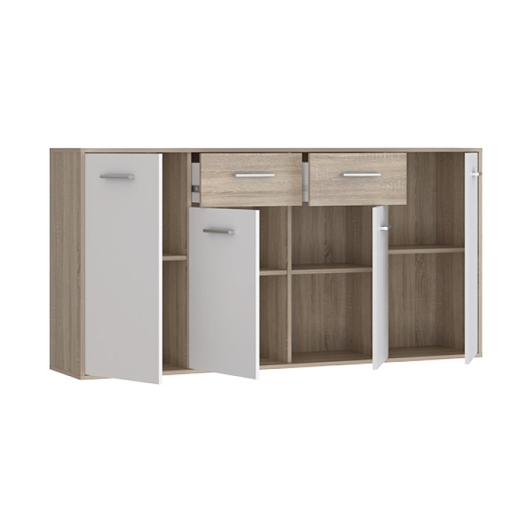 Μπουφές Drepen pakoworld μελαμίνη σε λευκό και sonoma χρώμα 162.3x34.2x81.7εκ 318-000022