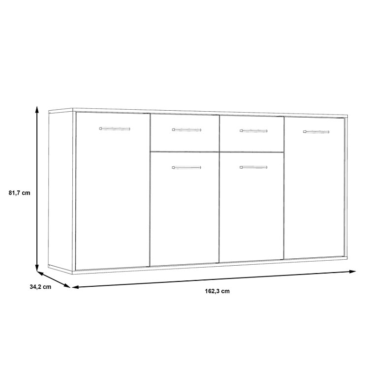 Μπουφές Drepen pakoworld μελαμίνη σε λευκό και sonoma χρώμα 162.3x34.2x81.7εκ 318-000022