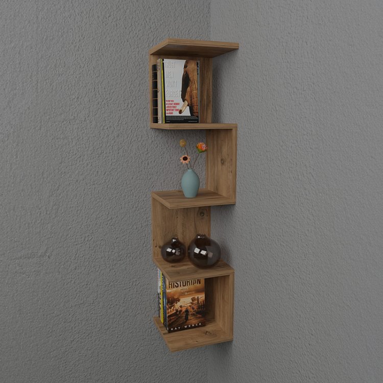 Ραφιέρα τοίχου Zigzag pakoworld oak μελαμίνης 25x25x109εκ 321-000019