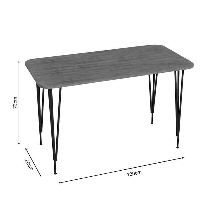 Τραπέζι Polkan pakoworld oak μελαμίνης-μαύρο μέταλλο 120x60x73εκ 321-000031