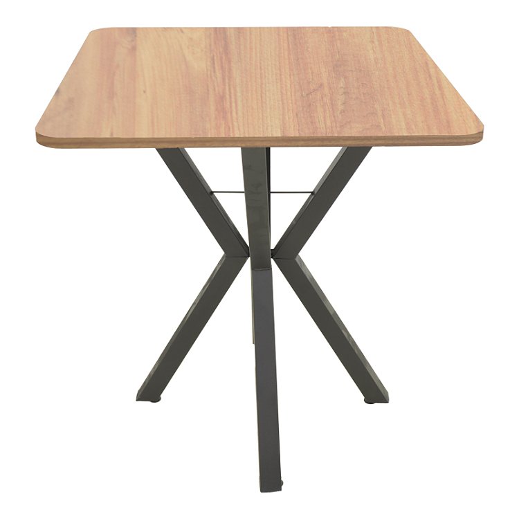 Τραπέζι Prestone pakoworld oak μελαμίνης-μαύρο μέταλλο 70x70x75εκ 321-000081