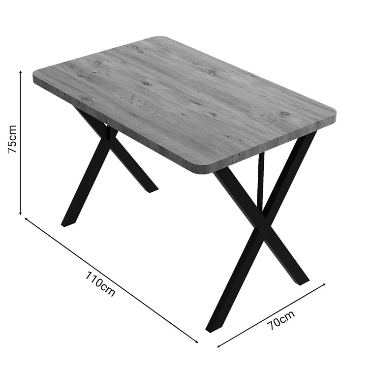 Τραπέζι Zeryin pakoworld oak μελαμίνης-μαύρο μέταλλο 110x70x75εκ 321-000084