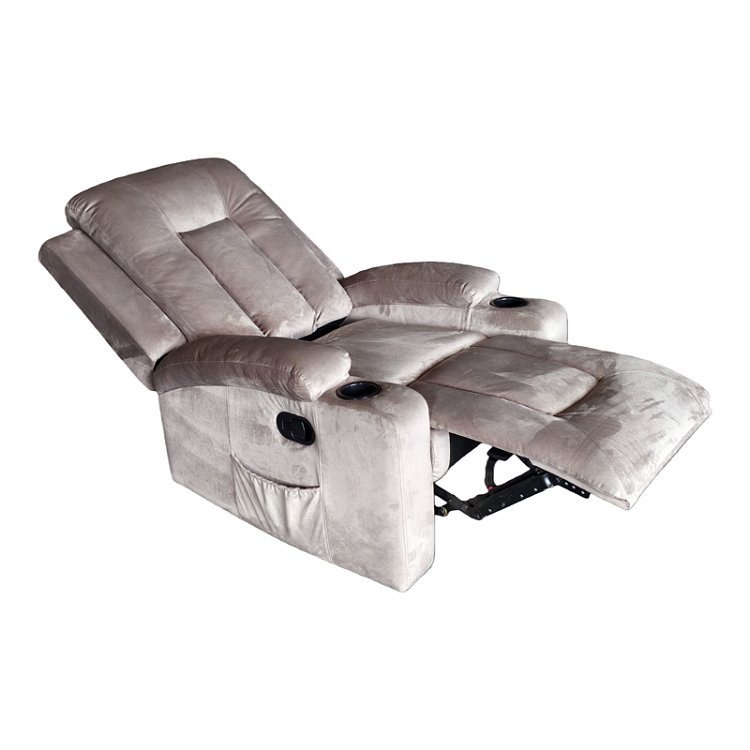 Πολυθρόνα relax Gessel pakoworld βελούδο σε γκρι απόχρωση 80x90x98εκ 331-000009