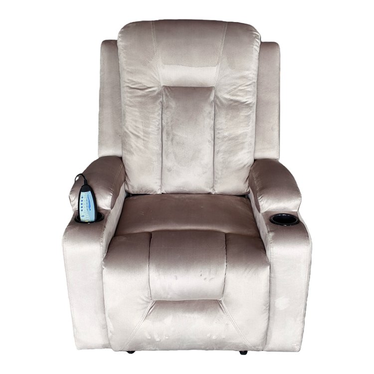 Πολυθρόνα relax με μηχανισμό massage Gessel pakoworld βελούδο σε γκρι απόχρωση 80x90x98εκ 331-000010