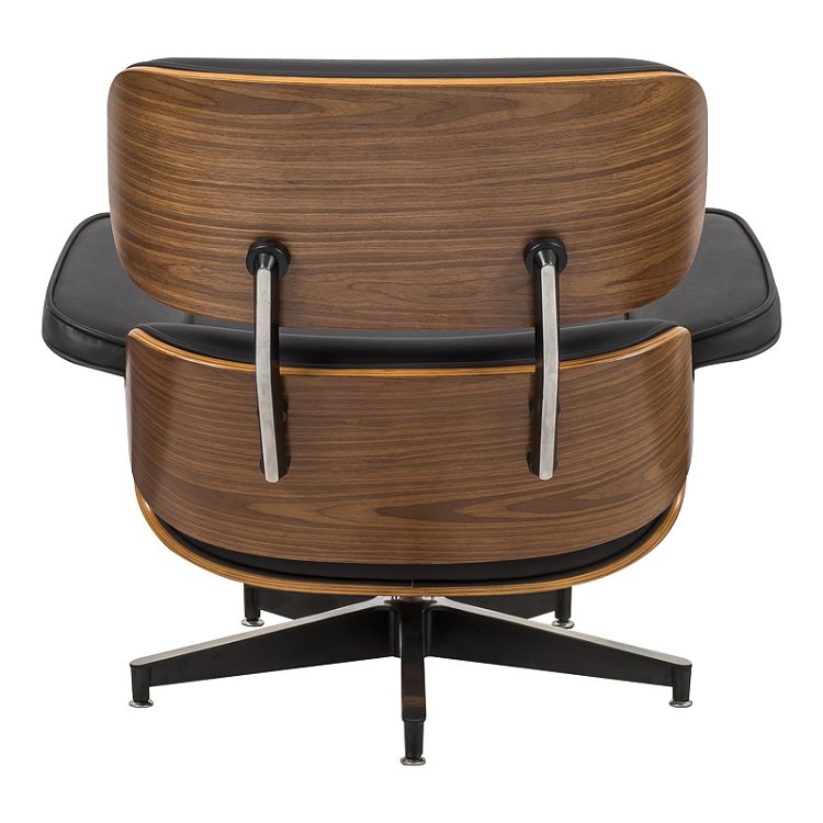 Πολυθρόνα-υποπόδιο relax Jenna pakoworld μαύρο pu- plywood καρυδί-βάση χρωμίου 82x92x82εκ 332-000006