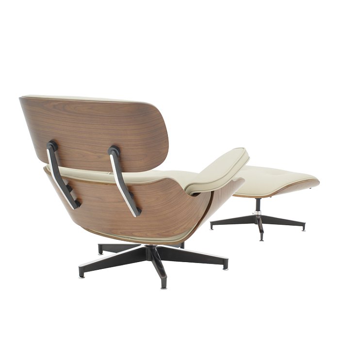 Πολυθρόνα-υποπόδιο relax Jenna pakoworld μπεζ pu- plywood καρυδί-βάση χρωμίου 82x92x82εκ 332-000007
