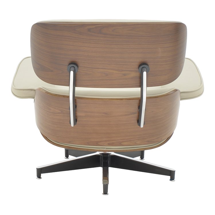 Πολυθρόνα-υποπόδιο relax Jenna pakoworld μπεζ pu- plywood καρυδί-βάση χρωμίου 82x92x82εκ 332-000007