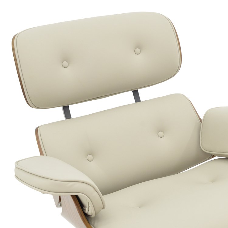 Πολυθρόνα-υποπόδιο relax Jenna pakoworld μπεζ pu- plywood καρυδί-βάση χρωμίου 82x92x82εκ 332-000007