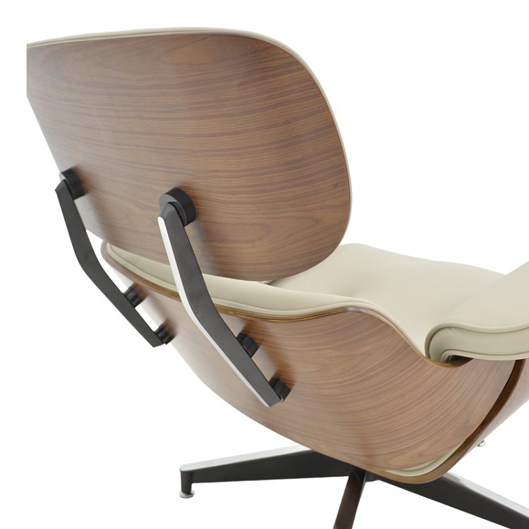 Πολυθρόνα-υποπόδιο relax Jenna pakoworld μπεζ pu- plywood καρυδί-βάση χρωμίου 82x92x82εκ 332-000007