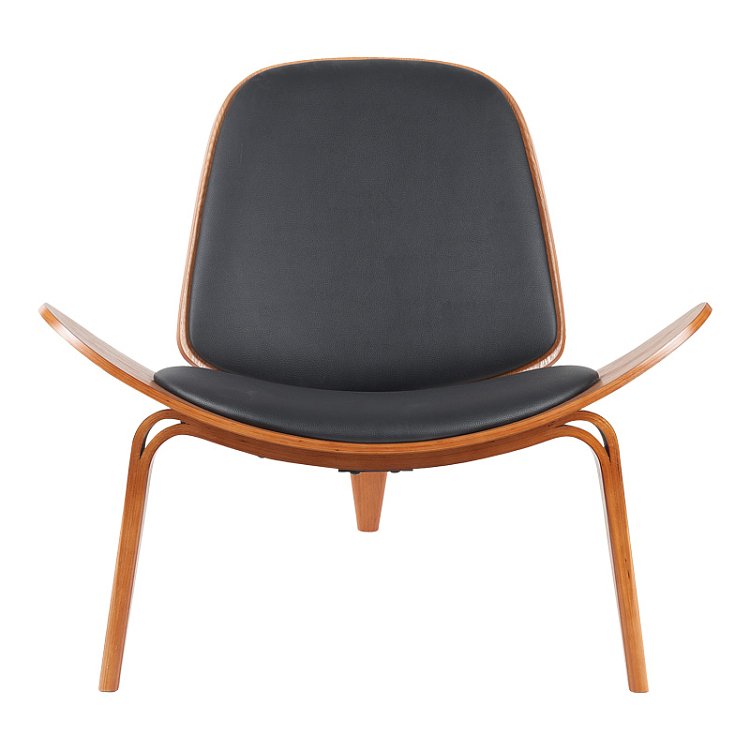 Πολυθρόνα Vilma pakoworld PU μαύρο- plywood καρυδί 90x76.5x74.5εκ 332-000026