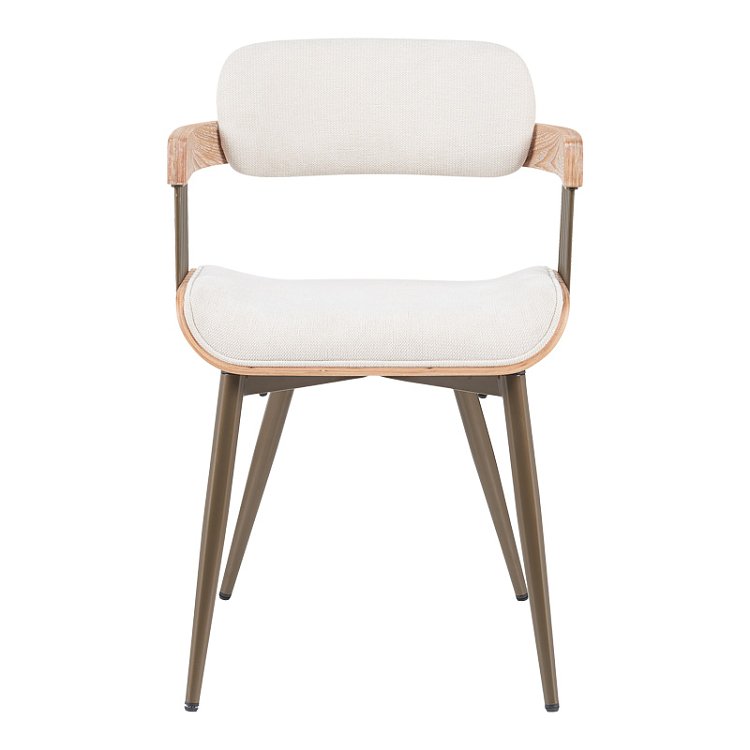 Πολυθρόνα Cameo pakoworld μέταλλο μπρονζέ-white-wash ξύλο-μπέζ ύφασμα 53x49.5x75.5εκ 332-000027