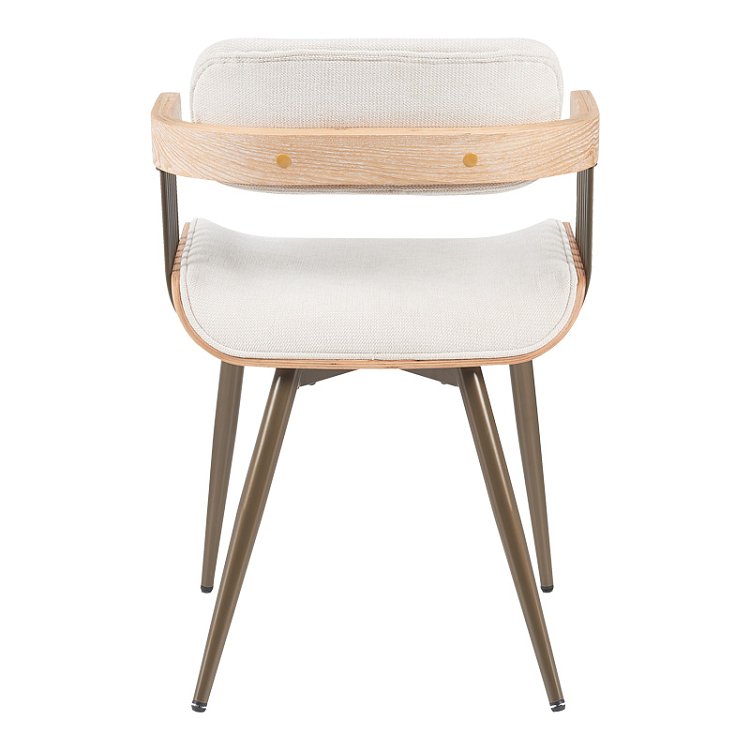 Πολυθρόνα Cameo pakoworld μέταλλο μπρονζέ-white-wash ξύλο-μπέζ ύφασμα 53x49.5x75.5εκ 332-000027
