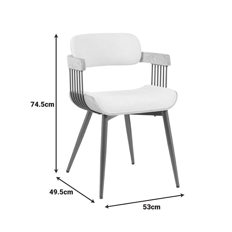 Πολυθρόνα Cameo pakoworld μέταλλο μπρονζέ-white-wash ξύλο-μπέζ ύφασμα 53x49.5x75.5εκ 332-000027