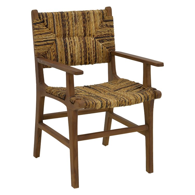 Πολυθρόνα Refane pakoworld φυσικό teak ξύλο-ψάθα 55x60x85εκ 336-000008