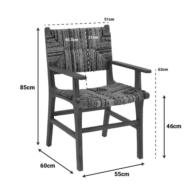 Πολυθρόνα Refane pakoworld φυσικό teak ξύλο-ψάθα 55x60x85εκ 336-000008