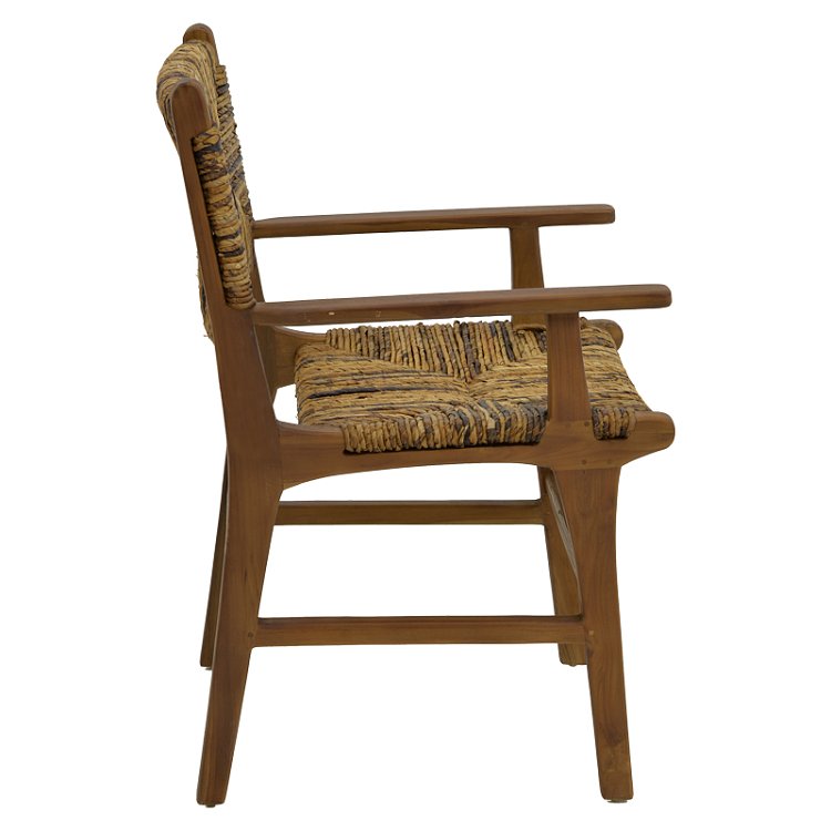 Πολυθρόνα Refane pakoworld φυσικό teak ξύλο-ψάθα 55x60x85εκ 336-000008