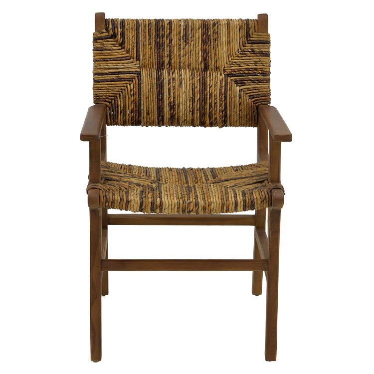 Πολυθρόνα Refane pakoworld φυσικό teak ξύλο-ψάθα 55x60x85εκ 336-000008