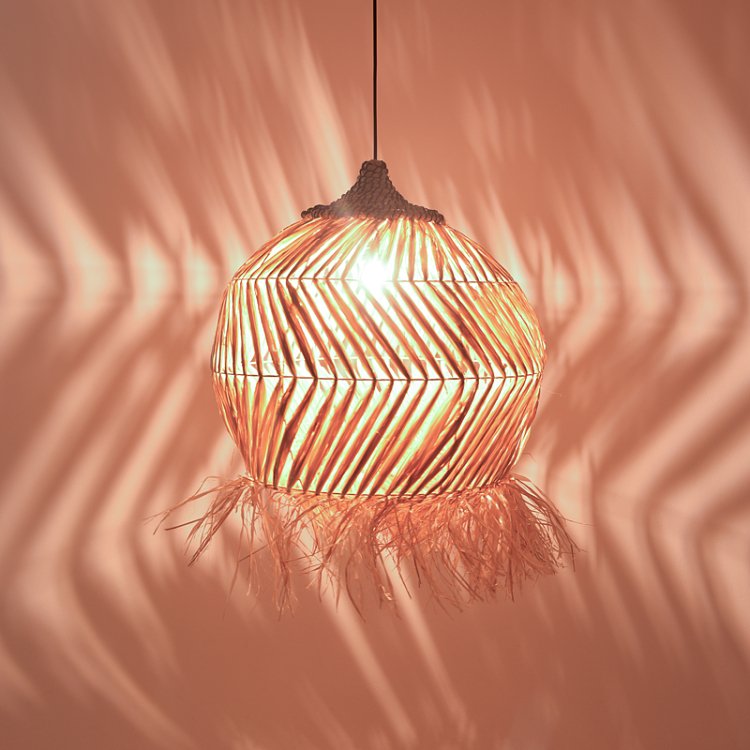 Φωτιστικό οροφής Koronse Inart sisal σε φυσικό χρώμα Φ55x68εκ 339-000009