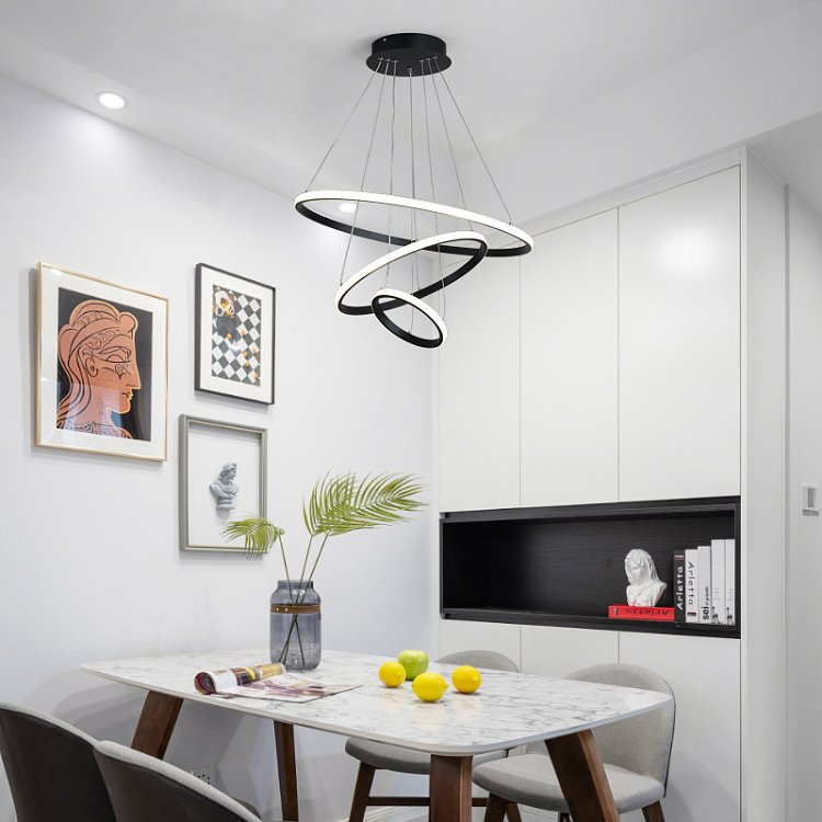 Φωτιστικό οροφής Rings pakoworld led μέταλλο μαύρο Φ60x100εκ 342-000128